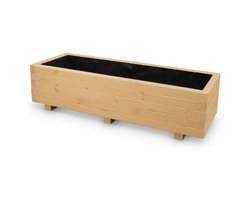 Plant&Bak Tuinbak Vurenhout L115 × B40 × H30 cm – Houten Plantenbak voor Buiten – Langwerpige Bloembak met Waterdichte Binnenbekleding – Honingeiken