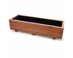 Plant&Bak Tuinbak Vurenhout L115 × B40 × H30 cm – Houten Plantenbak voor Buiten – Langwerpige Bloembak met Waterdichte Binnenbekleding – Notenbruin