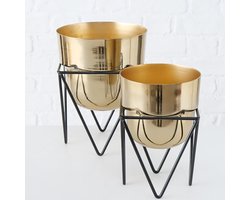 Plantbakken - Houders - Industrieel - Goud - 2 set - 32/27cm.