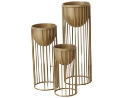Planten houders - Planten bak - Goud - Metaal - 3 set - 70cm - Ø26cm.