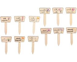 Planten Labels - Tuin Markeringen - Planten Identificeren - Weerbestendig Hout - 12 Stuks - Multicolor