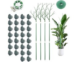 Planten Ondersteunende Stokken - Set van 3 Groene Metalen Zelfbloeiende Bloemen - Steun voor Groeiende Klimplanten in Tuin - Accessoire voor Binnen en Buiten Potplanten - Steunpalen voor Plantengroei