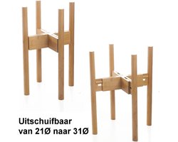 Planten Standaard voor Binnen - Uitschuifbare Plant Houder - Bamboe Krukje en Tafel voor Bloem Potten van 20Ø tot 30Ø