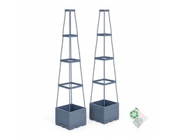 Plantenbak - 25x145x25 cm - 2 stuks - grijs