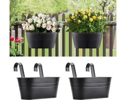 Plantenbak - Bak voor planten Hangende Bloemplantenpotten Emmer Bloemplantenhouder Grote Omheining Reling Balkon Tuin Plantenbakken - Afneembare Haken - Binnen en Buiten