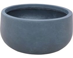 Plantenbak Beton - Bloempot Rond - Planten Buiten - Handgemaakt Composiet - 50x50x25 cm - Antraciet