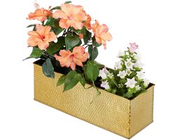 Plantenbak binnen bloempotten & planten langwerpig metaal HBD: 135x40x125 cm bloembak geel - Relaxdays
