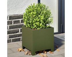 Plantenbak | Bloembak | Bloempot 30x30x30 cm staal olijfgroen
