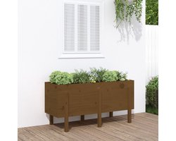 Plantenbak | Bloembak | Bloempot verhoogd 121x50x57 cm massief grenenhout honingbruin