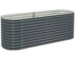 Plantenbak | Bloembak | Bloempot verhoogd 240x80x81 cm gegalvaniseerd staal grijs