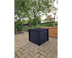 plantenbak bloembak boombak 65x65x57 Douglas zwart met zwenkwielen vktuinen
