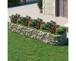 Plantenbak – Bloembak – Verhoogde Bak – Tuinbak – Kweekbak – 400x100x50 cm – Gegalvaniseerd IJzer, Stevige Stenen Maasstructuur