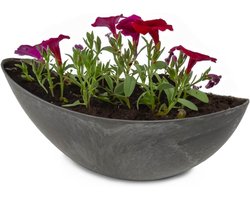 Plantenbak - Bloempot Sierpot - Binnen en buiten - Steenlook marmer design - 39 x 11 x 125 cm - Donkergrijs