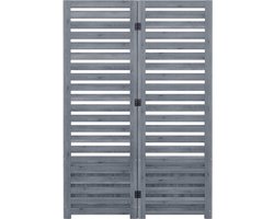 Plantenbak, buiten plantenbak met latwerk als klimhulp, bloembak, van massief hout in bruin, geschikt voor tuin, erf en terras, met inklapbare en universele wielen-Grijs