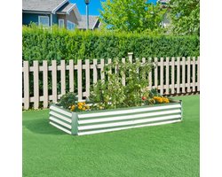 Plantenbak Celano verhoogde moestuinbak 180x90x30 cm verzinkt staal zilverkleurig [en.casa]