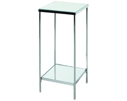Plantenbak – Chroomkleurig buisstaal met spiegelglas – Modern ontwerp – 66 cm hoog, 28 cm breed, 28 cm diep