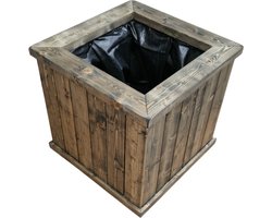 Plantenbak – Gemonteerd Geleverd - Vierkante Maat 60 x 60 cm – behandeld met beits - Witte Noorse Den
