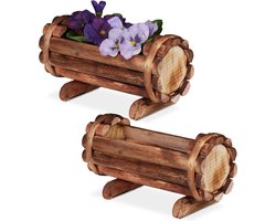 plantenbak hout - set van 2 - halve vaten - tuindecoratie - balkon - tuin