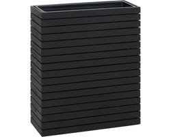 Plantenbak MCW-L21, verhoogde plantenbak, bloembak, rechthoekig 77x63x23 cm, voor buiten, acaciahout, MVG-gecertificeerd ~ zwart