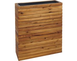 Plantenbak MCW-L21, verhoogde plantenbak bloempot, vierkant 77x63x23cm outdoor acaciahout MVG-gecertificeerd, bruin