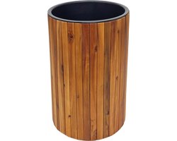 Plantenbak MCW-L24, plantenbak bloempot bloembak, rond 50x34cm buiten acaciahout MVG-gecertificeerd, bruin