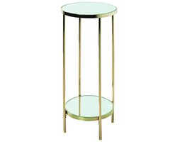 Plantenbak – Messing-geplateerd metaal met spiegelglasplanken – Elegant design – 66 cm hoog, 28 cm diameter