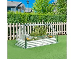Plantenbak met foliekas Balsorano 180x90x98 cm transparant zilverkleurig [en.casa]