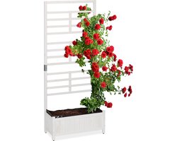 plantenbak met klimplantenrek - 171 x 71,5 x 32 cm - hout - balkon - wit