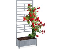 plantenbak met klimrek - 171x71,5x32 cm - hout - balkon - tuin - grijs