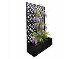 Plantenbak met klimrek - 180x110x40 cm - metaal - zwart