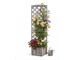 Plantenbak met klimrek - 180x55x51 cm - hout - grijs