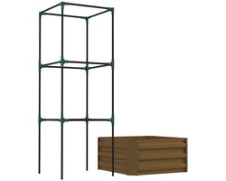 Plantenbak met Klimrek - Bloembak met Klimhulp - Tuinrek - Tuinbed - Plantenrek - Weerbestendig - Perfect voor Bloemen en Klimplanten – voor Tuin, Terras & Balkon - 61 x 61 x 140 cm - Bruin
