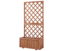 Plantenbak met Klimrek - Bloembak - Tuinrek - Tuinbed - Leiplantenbak - Plantenrek - Perfect voor Bloemen en Klimplanten – voor Tuin, Terras & Balkon - Hout - 72,5 x 31,5 x 149,5 cm