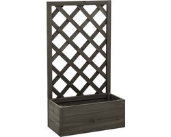 Plantenbak met klimrek - Bloembak - Weerbestendig - Met trellis - Buiten - Hout - Plantenrek - 18 Liter - Grijs
