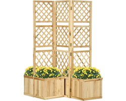 Plantenbak met klimrek - Bloembak - Weerbestendig - Met trellis - Buiten - Hout - Plantenrek - 4x36 Liter - Zwart