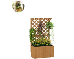 Plantenbak met klimrek - Bloembak - Weerbestendig - Met trellis - Buiten - Hout - Plantenrek - Rechthoekig - Natuurlijk Hout
