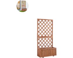 Plantenbak met klimrek - Bloembak - Weerbestendig - Met trellis - Buiten - Hout - Plantenrek - Rechthoekig - Oranje