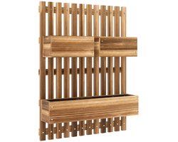 Plantenbak met Klimrek - Bloembakkenset - Wandmontage - Bloembak - Tuinrek - Tuinbed - Plantenrek - Tuinbak - voor Bloemen, Fruit, Groenten & Kruiden - 60 x 16 x 80 cm - Hout