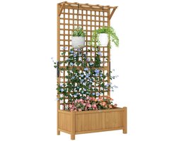 Plantenbak met Klimrek & Dak - Bloembak - Tuinrek - Tuinbed - Leiplantenbak - Plantenrek - Weerbestendig - Perfect voor Bloemen en Klimplanten – voor Tuin, Terras & Balkon - Hout - 90 x 45 x 183 cm