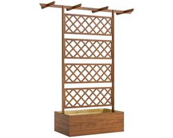 Plantenbak met Klimrek & Dak - Bloembak - Tuinrek - Tuinbed - Leiplantenbak - Plantenrek - Weerbestendig - Perfect voor Bloemen en Klimplanten – voor Tuin, Terras & Balkon - Hout - 160 x 55 x 183 cm