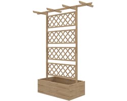 Plantenbak met Klimrek & Dak - Bloembak - Tuinrek - Tuinbed - Leiplantenbak - Plantenrek - Weerbestendig - Perfect voor Bloemen en Klimplanten – voor Tuin, Terras & Balkon - Natuurlijk Hout - 160 x 55 x 183 cm