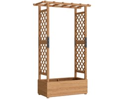 Plantenbak met Klimrek & Dak - Verhoogd Bloembak - Tuinrek - Tuinbed - Plantenrek - voor Bloemen, Fruit, Groenten & Kruiden - Hout - 110 x 44 x 181 cm