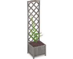 plantenbak met klimrek - hout - 25 liter - plantensteun 147 cm - buiten - grijs
