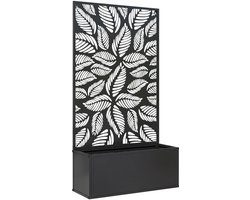 Plantenbak met Klimrek & Privacyscherm - Bloembak - Bloembed - Tuinbed - Weerbestendig - Plantenrek - Perfect voor Bloemen en Klimplanten – voor Tuin, Terras & Balkon - Metaal - 61 x 23 x 113 cm - Zwart