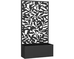 Plantenbak met Klimrek - Privacyscherm - Bloembak - Tuinrek - Tuinbed - Weerbestendig - Plantenrek - Perfect voor Bloemen en Klimplanten – voor Tuin, Terras & Balkon - Metaal - 61 x 23 x 113 cm - Zwart