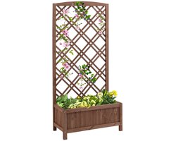 Plantenbak met Klimrek - Verhoogd Bloembak - Bloembed - Tuinbed - Weerbestendig - Plantenrek - Perfect voor Bloemen en Klimplanten – voor Tuin, Terras & Balkon - Hout - 60 x 30 x 122,5 cm