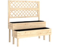 Plantenbak met Klimrek - Verhoogd Bloembak met Twee Niveaus - Tuinrek - Tuinbed - Plantenrek - Tuinbak - voor Bloemen, Fruit, Groenten & Kruiden - 108 x 62 x 120 cm - Hout