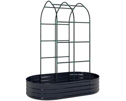 Plantenbak met Klimrek - Verhoogd Bloembak - Tuinrek - Metalen Tuinbed met Beschermhoezen - 425 L - Plantenrek - Tuinbak - voor Bloemen, Fruit, Groenten & Kruiden - 160 x 90 x 180 cm - Donkergrijs