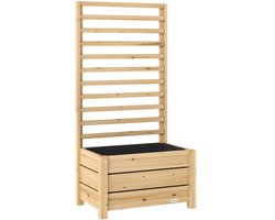 Plantenbak met Klimrek - Verhoogd Bloembak - Tuinrek - Tuinbed met Leiboom, Drainagegat & Vliesdoek - Plantenrek - Tuinbak - voor Bloemen, Fruit, Groenten & Kruiden - 60 x 39 x 120 cm - Naturel Hout