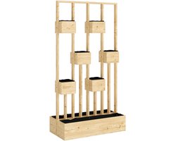 Plantenbak met klimrek - Weerbestendig - Bloembak - Met trellis - Buiten - Polypropyleen- 1 vak - Plantenrek - Rechthoek - Natuurlijk hout